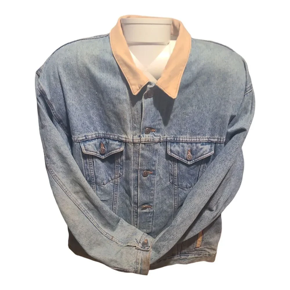Vtg. 1991 Arizona Jean Co. Denim Jacket Mens XL Made In USA Rugged Distressed